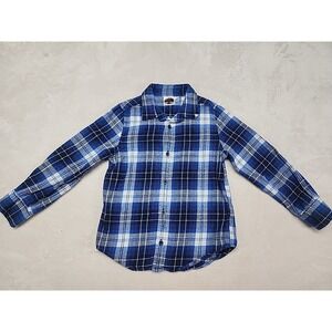 Outdoor‎ Kids Boys Blue Plaid Button Up Flannel Shirt Sz M (
